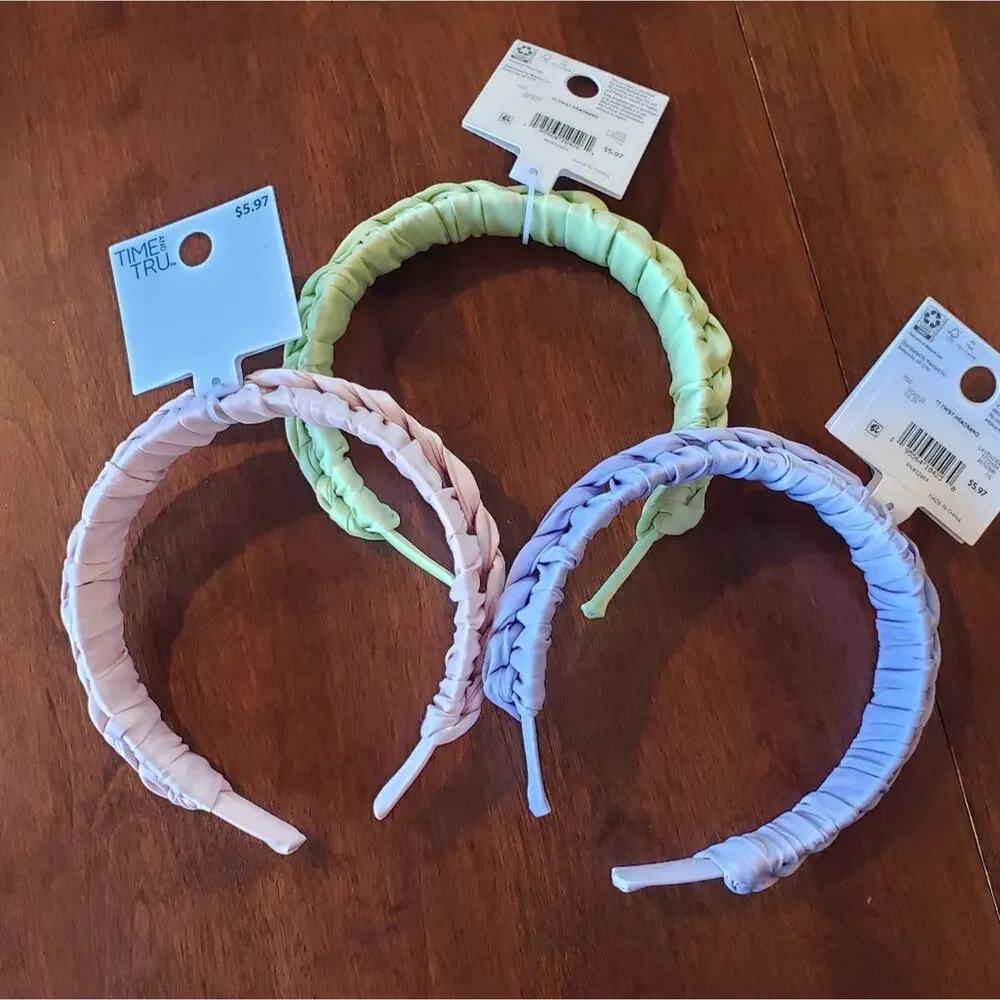 Time‎ and Tru NWT TT Twist headbands set of 3 pink green purple
